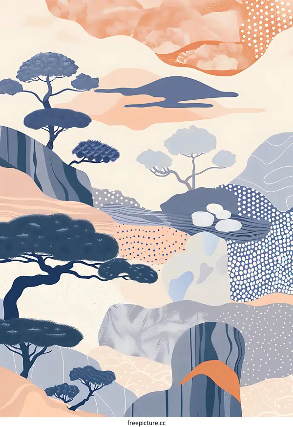 Abstract Landscape with Trees and Mountains