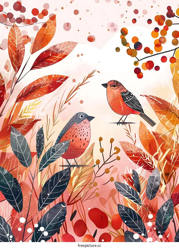 Two Birds in Autumn Foliage