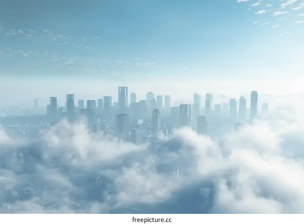 Cityscape above the clouds