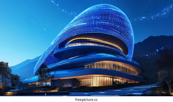 Modern Architectural Design of a Night Scene