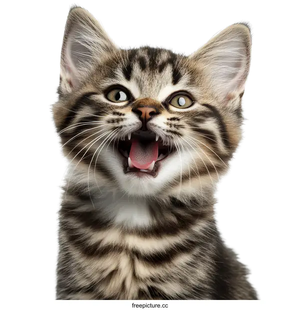 [Transparent Background PNG]Close-up of a Playful Kitten with Open Mouth