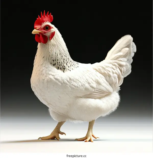 White Hen with Speckles Detailed Studio Shot