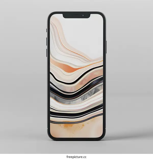 Abstract Phone Wallpaper with Wavy Lines and Gold