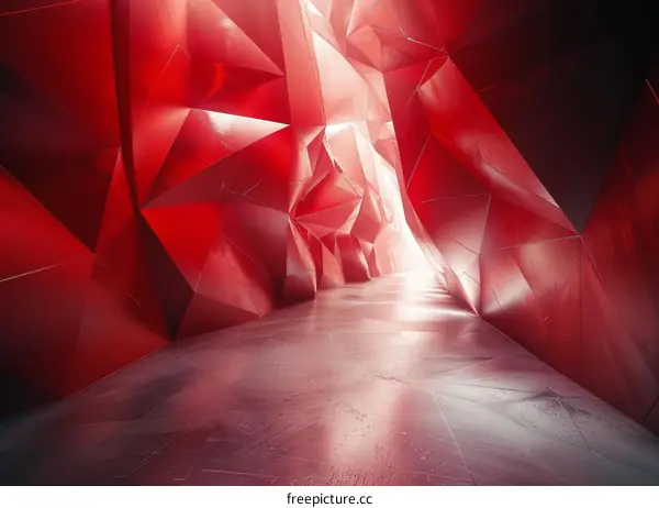 futuristic red crystal cave tunnel