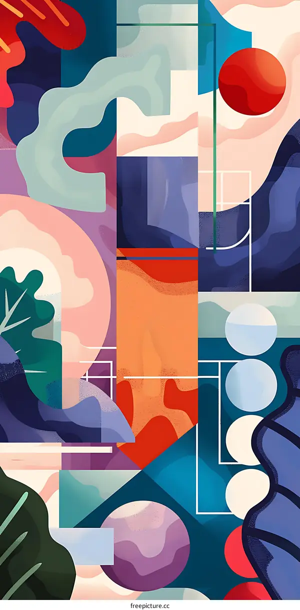 Abstract Geometric Shapes With Color Palette