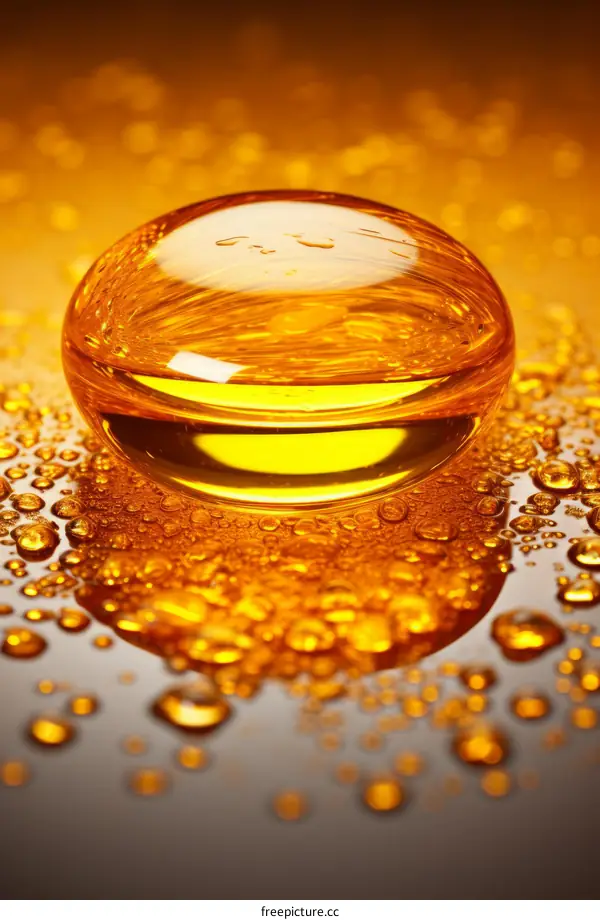 Golden Capsule Suspended in Liquid