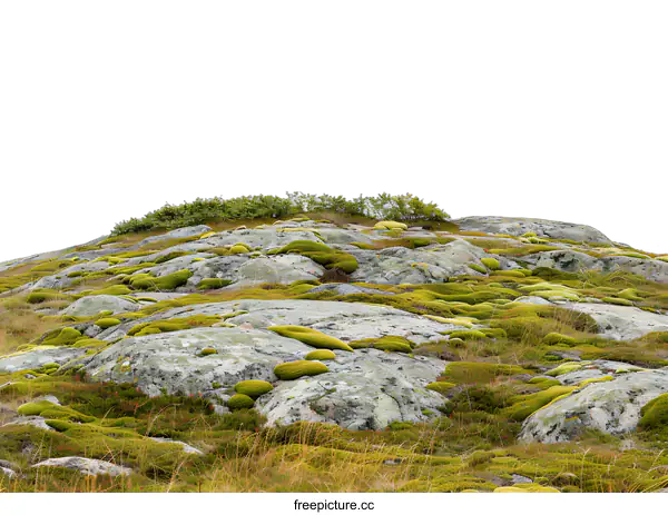 [Transparent Background PNG]Green Moss Covering Rocky Hillside