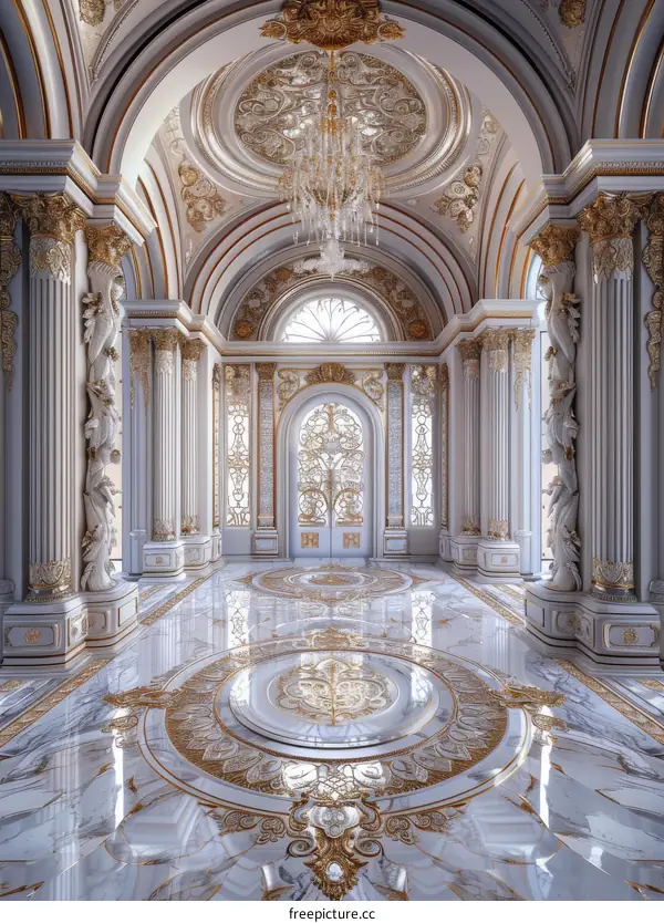 Luxury Palace Hallway with Exquisite Detailing