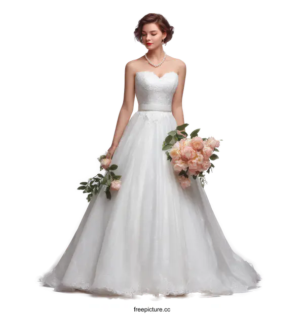 [Transparent Background PNG]Elegant Wedding Dress for a Caucasian Bride