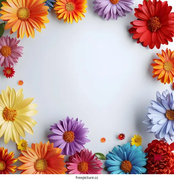 Colorful Flower Border Frame Background