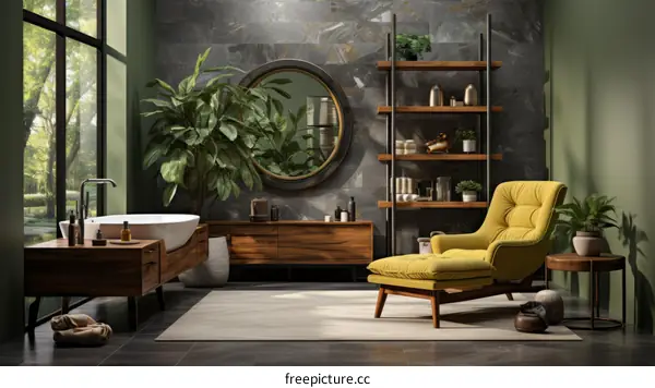 Modern bathroom interior with natural elements