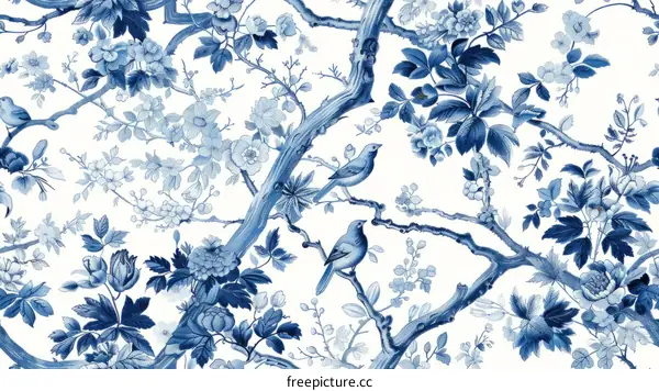 Blue and white porcelain pattern