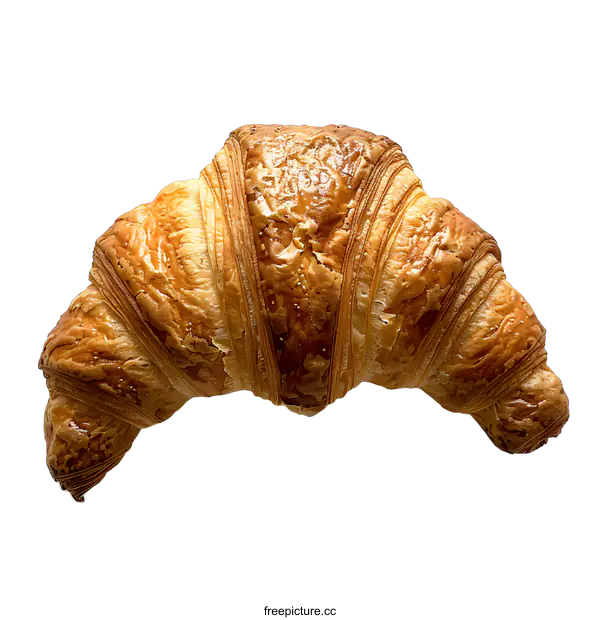 [Transparent Background PNG]Freshly baked croissant on white background