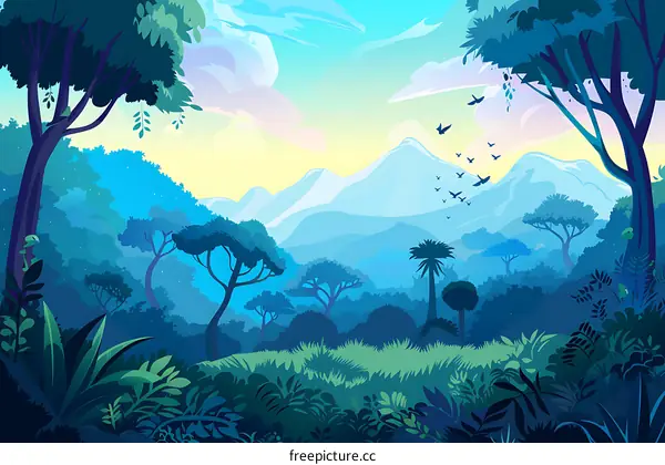 Blue Mountains Landscape Illustration