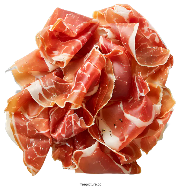 [Transparent Background PNG]Close-up of thinly sliced prosciutto crudo
