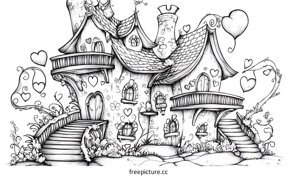 Enchanted Love Cottage Illustration