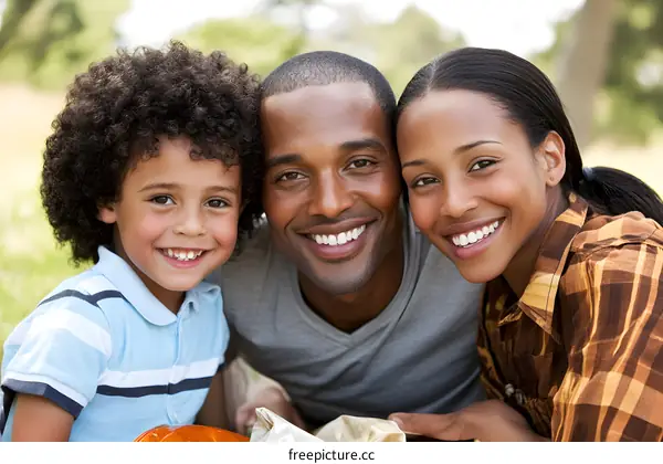 Happy Family Portrait With A Young Boy In The Middle