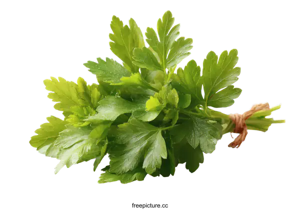 [Transparent Background PNG]Fresh Parsley Bunch on White Background