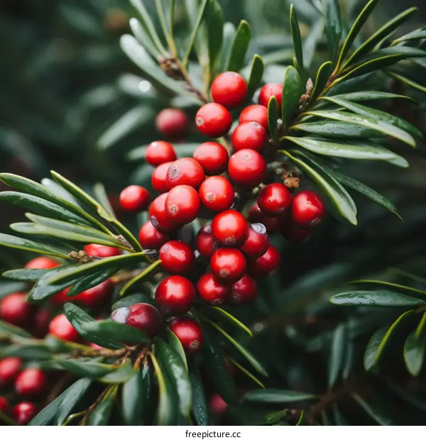 Red Berries on a Green Plant