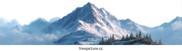 Snowy Mountain Peaks Panoramic Landscape