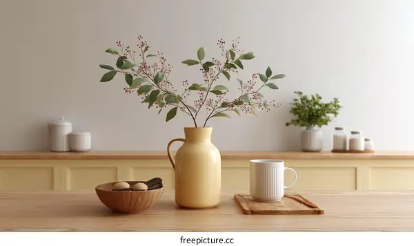 Modern Kitchen Still Life with Vase and Coffee Cup