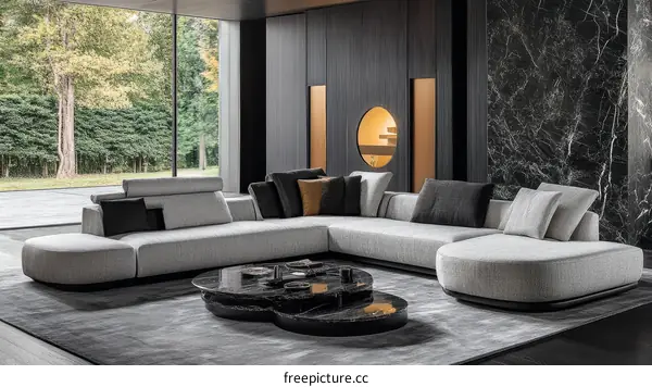 Modern Gray Sectional Sofa Set in a Contemporary Living Room