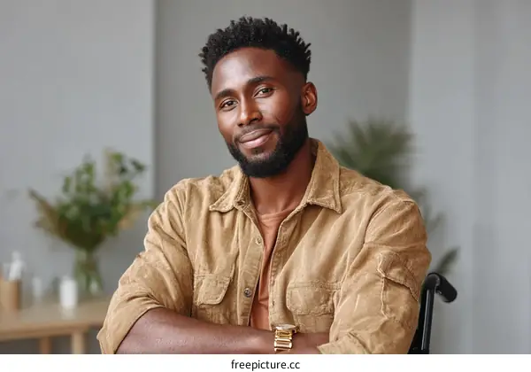 African Man in a Wheelchair Smiling Portrait