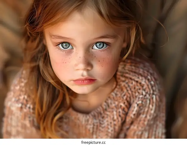 Portrait of a Little Girl with Green Eyes