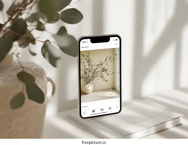Minimalist Phone Screen with Plant Photo