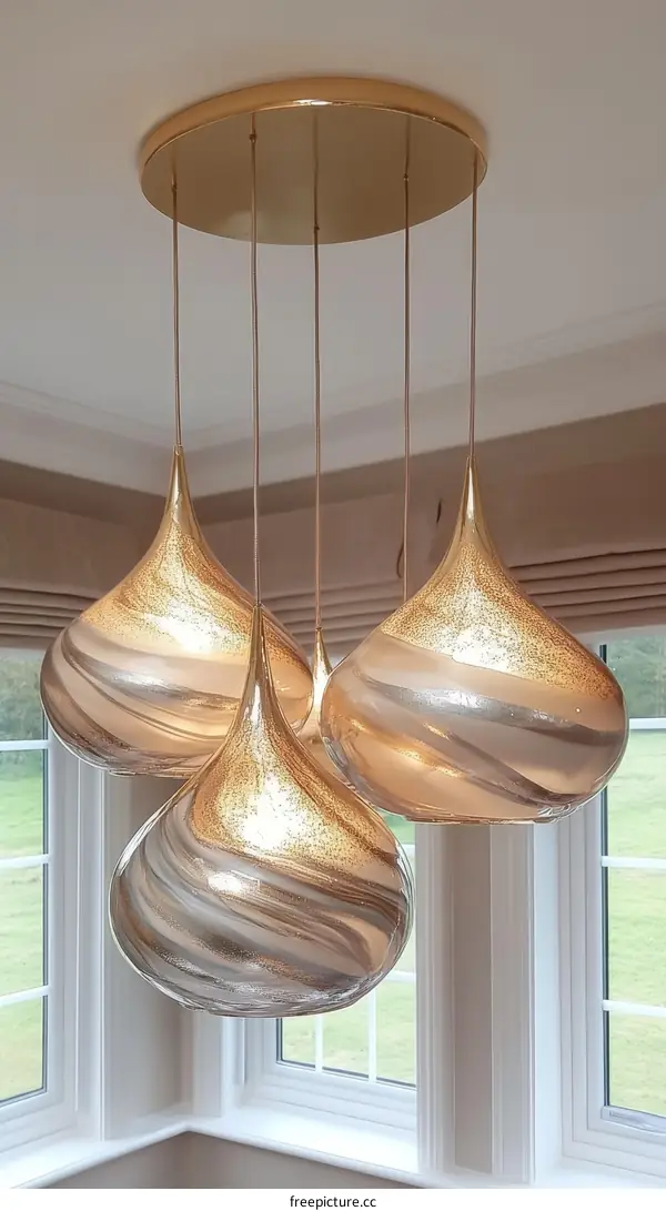 Modern Gold-tone Pendant Lighting Fixture