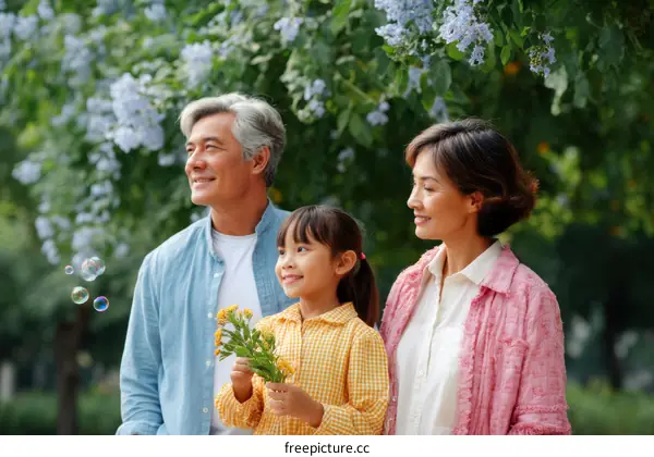 Happy Family Spending Time Together in Park