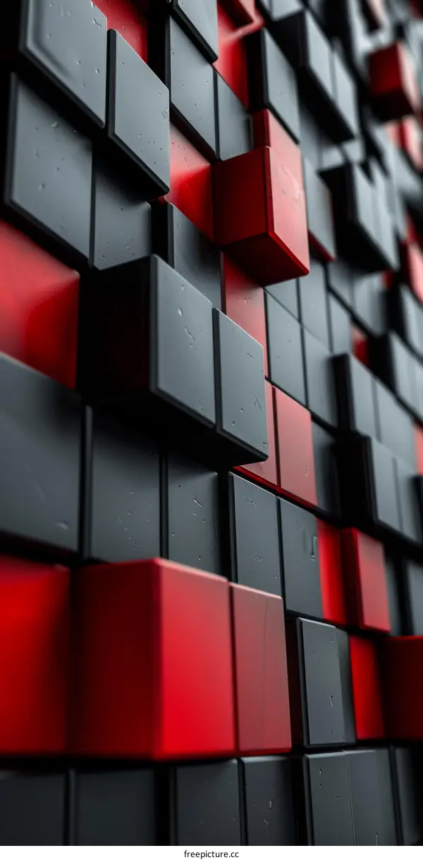 Black and red 3D cubes background