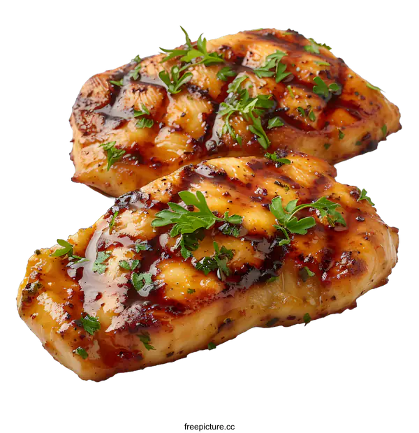 [Transparent Background PNG]Grilled chicken breast with parsley