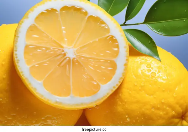 Close-up of Half a Lemon with Water Droplets