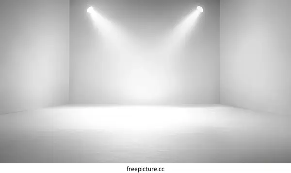 Empty White Studio Space with Spotlights