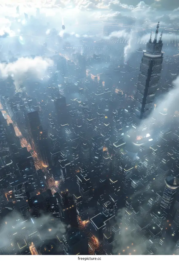 Futuristic Cyberpunk Metropolis with Towering Skyscrapers
