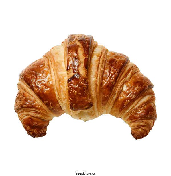 [Transparent Background PNG]Freshly Baked Croissant with Golden Brown Crust