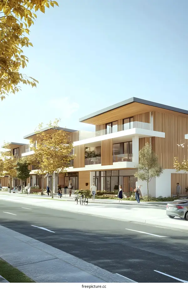 Modern Architecture Building Design With People Walking