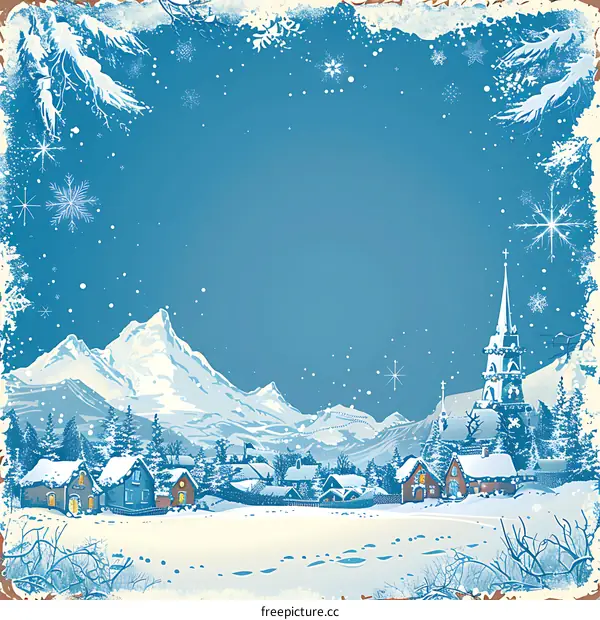 Christmas Village in Snowy Mountains