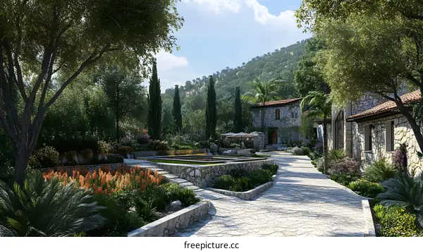 Stone Villa with Lush Gardens and Patio