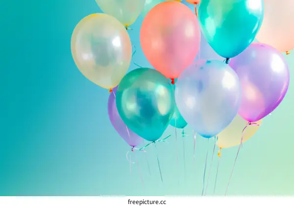 A bunch of colorful balloons floating in the air