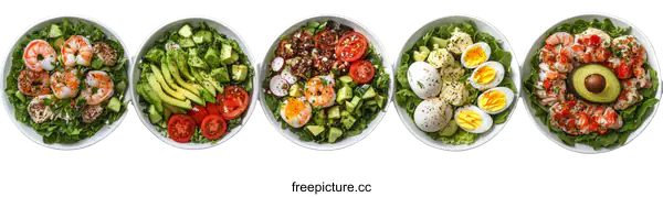 [Transparent Background PNG]Assortment of Healthy and Delicious Salad Bowls
