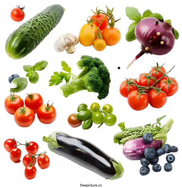 [Transparent Background PNG]Fresh Vegetables Isolated on White Background