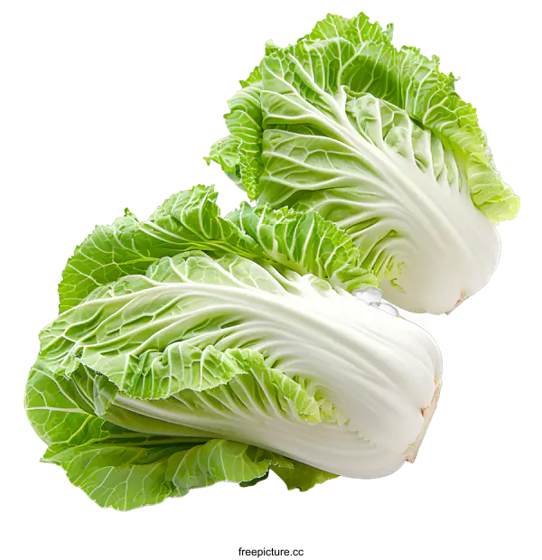 [Transparent Background PNG]Two Fresh Baby Bok Choy on White Background