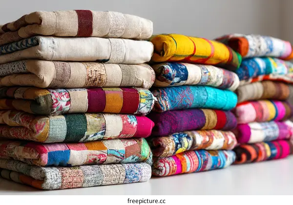 Colorful Stacked Fabrics and Textiles