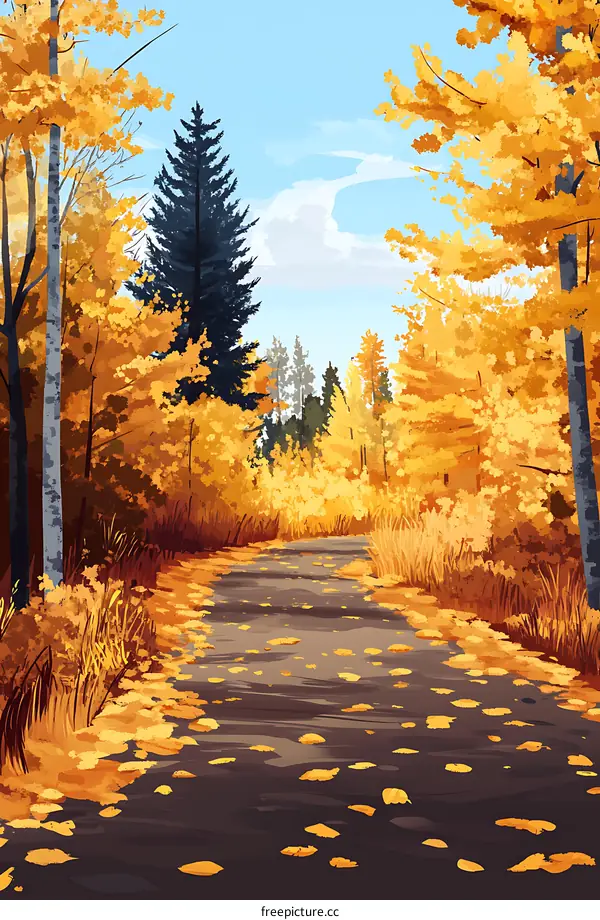 Autumn Forest Path Illustration