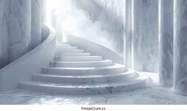 Elegant Spiral Staircase in a Modern White Marble Interior