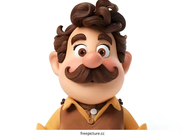 Portrait of a Cartoon Man with a Mustache