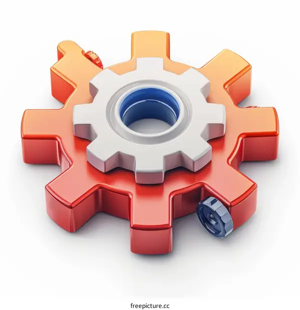 3D illustration of a gear with a smaller gear on top of it