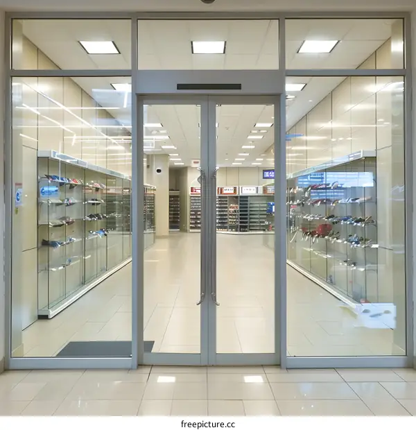 Glass Doors Leading Into A Retail Store